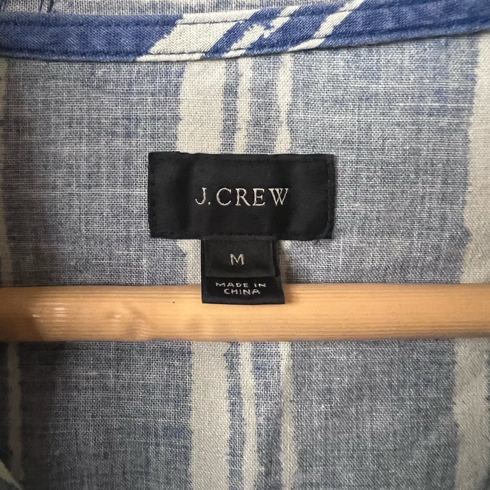 J Crew Striped Hooded Shirt Lightweight Hoodie Pullover Button Sz M Men’s - Picture 2 of 4